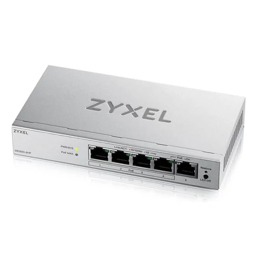 ZYXEL Switch 5x1000Mbps (4xPOE + ), Fémházas Asztali, GS1200-5HPV3-EU0101F Zyxel
