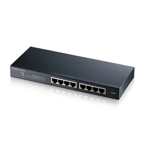 ZYXEL Switch 8x1000Mbps, Fémházas, Menedzselhető (8GbE port), GS1900-8-EU0102F Zyxel