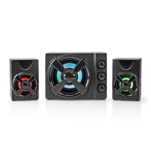 Nedis GSPR31021BK gamer hangszóró készlet, csatornák: 2.1, USB tápellátás, 3,5 mm jack, 33 W, LED, hangerőszabályozó NEDIS