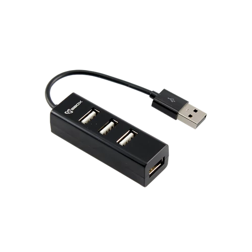 SBOX USB HUB, Fekete, 4xUSB 2.0 SBOX