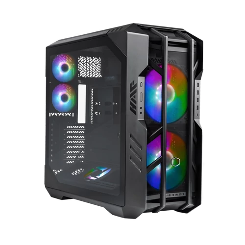 COOLER MASTER Ház ATX HAF 700 + 5db Ventilátor + ARGB Gen2 Kontroller + HUB, Tápegység nélkül, Üvegfalú, fekete Cooler Master