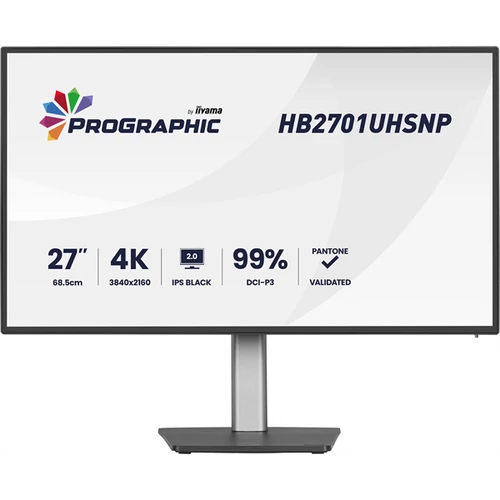 IIYAMA ProGraphic monitor, IPS, 27", 3840x2160, 16:9, 450 cd / m˛, 4ms, 3000:1, HDMI / DisplayPort / USB-C / RJ45 Iiyama