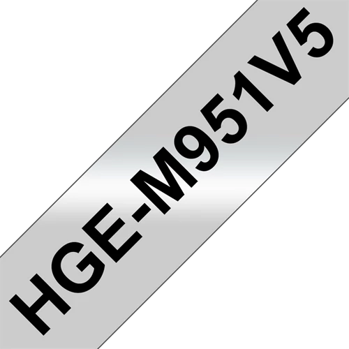 BROTHER szalag HGe-M951, Matt ezüst alapon Fekete, Nagy sebességű, 24mm  0.94", 8 méter, 5db / csomag Brother