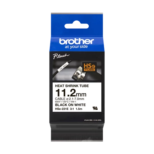 Brother szalag HSE-231E, Fehér alapon fekete, Zsugorcső, 11,2mm, 1,5m Brother