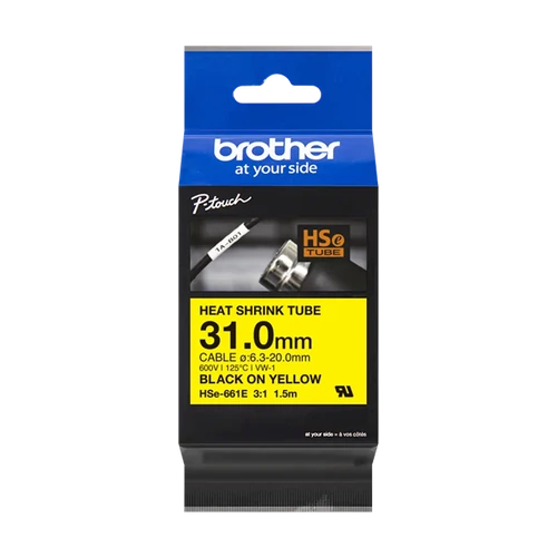 Brother szalag HSE-661E, Sárga alapon fekete, Zsugorcső, 31mm, 1,5m Brother