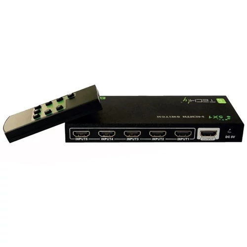 TECHLY HDMI switch, 5 in 1 out, 4K Ultra HD, IR Techly