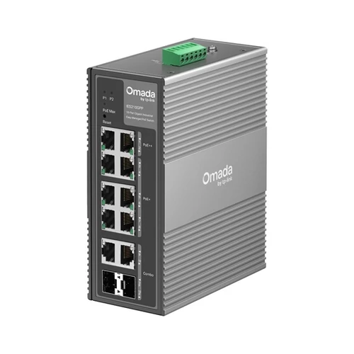 TP-LINK Switch Ipari 6x1000Mbps(POE + ) + 2x1000Mbps(POE + +) + 2xGigabit kombó SFP Fémházas, IES210GPP TP-Link