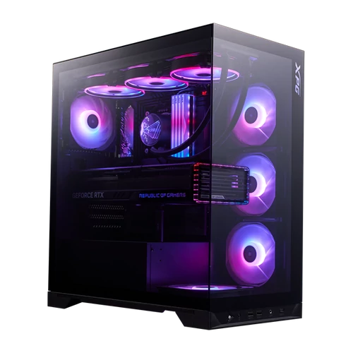 ADATA XPG Ház Midi ATX Invader X BTF, 5x120mm RGB ventilátor, Tápegység nélkül, üvegfalú, fekete ADATA