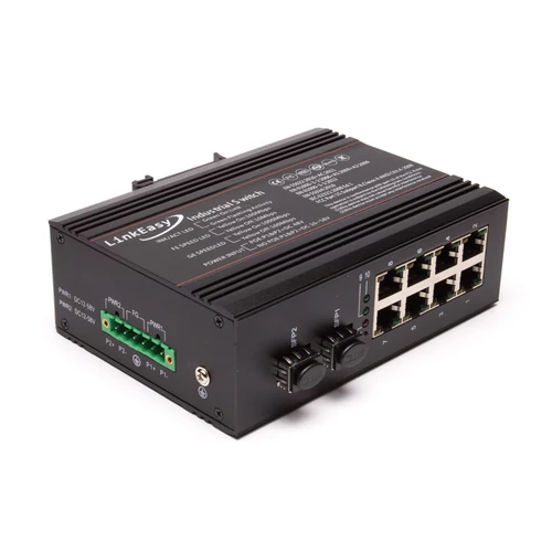 LinkEasy ipari PoE switch,2xGE SFP+8x10/100/1000T 802.3af/at,duál 48V DC bemenet