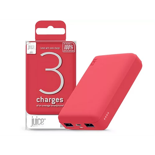 JUICE UNIVERZÁLIS HORDOZHATÓ, ASZTALI AKKUMULÁTOR TÖLTŐ - ECO 3 POWER BANK - 2XUSB +TYPE-C - 10.000 MAH - PIROS HAFFNER