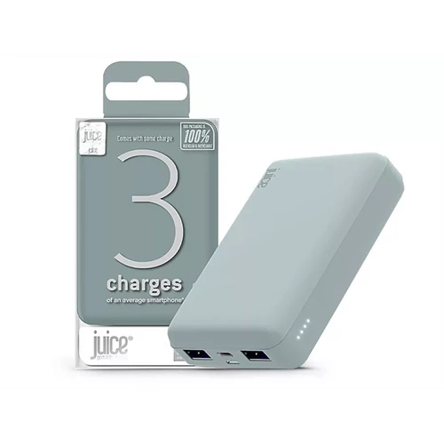 JUICE UNIVERZÁLIS HORDOZHATÓ, ASZTALI AKKUMULÁTOR TÖLTŐ - ECO 3 POWER BANK - 2XUSB +TYPE-C - 10.000 MAH - ÉJFEKETE ZÖLD HAFFNER