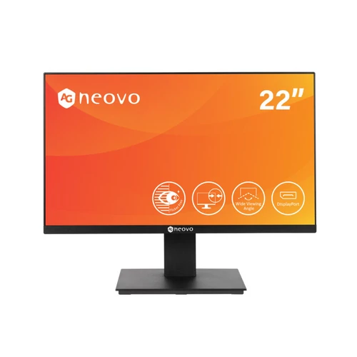 AG Neovo LA-2202 monitor, 21.5" LED VA fekete, FullHD, VGA, HDMI, DP, hangszóró