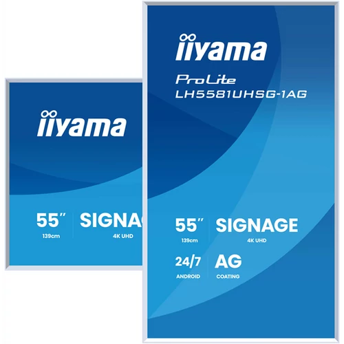 IIYAMA ProLite LFD, IPS, 24 / 7, 55", 3840x2160, 16:9, 700 cd / m˛, 8ms, 1200:1, HDMIx3 / DisplayPort / USB / RS-232C / RJ45 / IR, Iiyama
