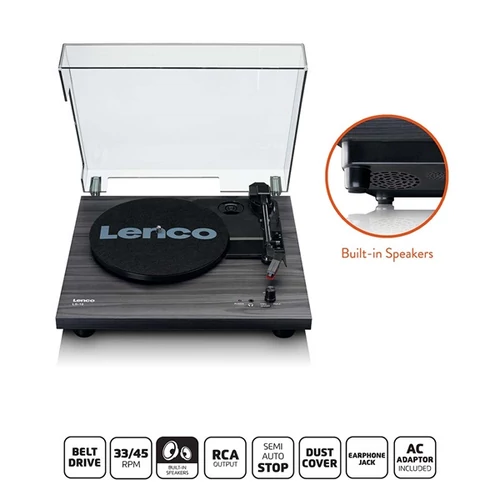Lenco LS-10BK lemezjátszó beépített hangszórókkal, MDF ház NEDIS
