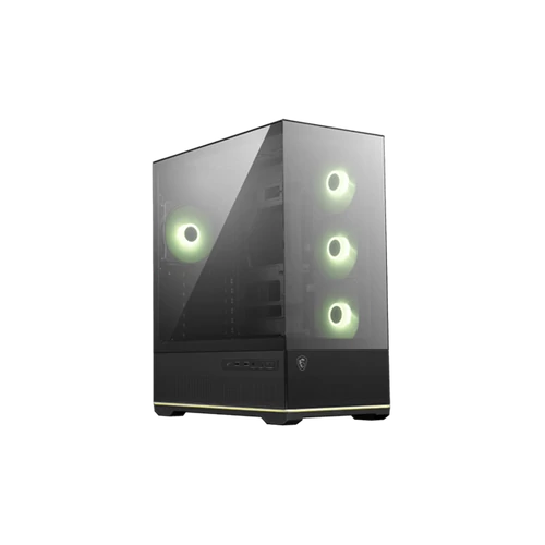 MSI Ház Micro ATX PANO 110R PZ, 4xARGB ventilátor, Tápegység nélkül, üvegfalú, fekete MSI PCC