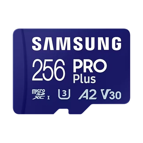 SAMSUNG Memóriakártya, PRO Plus microSDXC kártya 256GB, CLASS 10, UHS-I, U3, V30, A2, + Adapter, R180 / W130 SMG