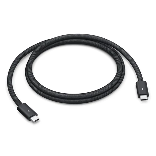 Ez az 1 méteres, fekete fonott borítású kábel gabalyodásmentesen tekerhető össze. Thunderbolt 5-kapcsolaton keresztül akár 120 Gb/s, Thunderbolt 3-, Thunderbolt 4- és USB 4-kapcsolaton keresztül akár 80 Gb/s, USB 3-kapcsolaton keresztül pedig akár 10 Gb/s