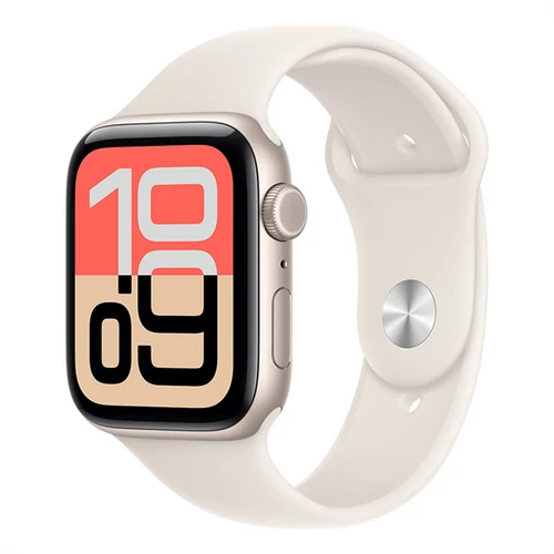 Apple Watch SE 3 Cellular 44mm Starlight Aluminium Case with Starlight Sport Band - M / L Apple