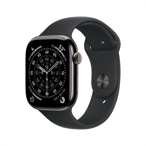 Apple Watch S11 Cellular 42mm Slate Titanium Case with Black Sport Band - S / M Apple