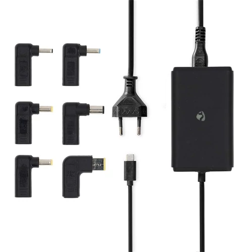 Nedis NBAU65110BK univerzális notebook / telefon / tablet töltő 65 W, GAN, 5 / 9 / 12 / 15 / 20 V DC, 2,4 / 3,0 /  3,25A NEDIS