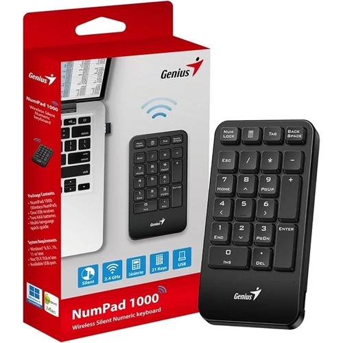 GENIUS Vezeték Nélküli Numerikus Billentyűzet Numpad 1000 USB Fekete Genius