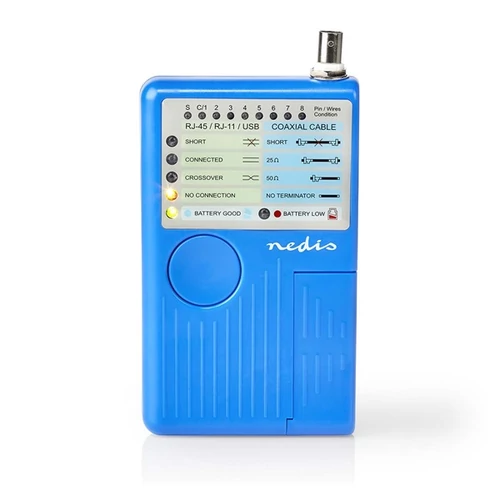 Nedis NWCTM100BU LAN kábel teszter RJ45, RJ11, BNC és USB AB NEDIS