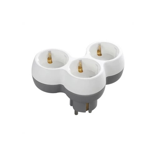 ORNO, OR-AE-13239(GS), 3x2P + E, 3-as elosztó, 230V, 16A, IP20, 123X84X58,5mm, Fehér / Szürke ORNO