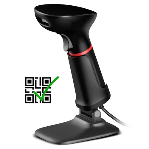 POLPOS PS-200 vezetékes vonalkódolvasó USB kábellel és állvánnyal, nagyteljesítményű CMOS képérzékelő, 1D&2D olvasás SMG