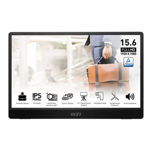 MSI Monitor Business PRO MP161 E2, 15,6" FHD 1920x1080, IPS, 250 cd / m2, 16:9, 60 Hz, 4ms, 2x USB-C, miniHDMI, Gray MSI DT