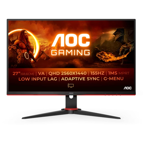 AOC Gaming 155Hz VA monitor 27" Q27G2E / BK, 2560x1440, 16:9, 250cd / m2, 1ms, 2xHDMI / DisplayPort