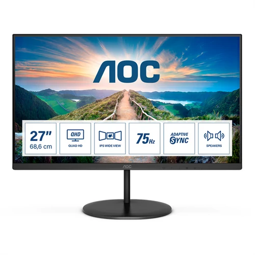 AOC IPS monitor 27" Q27V4EA, 2560x1440, 16:9, 250cd / m2, 4ms, 75Hz, HDMI / DisplayPort, hangszóró