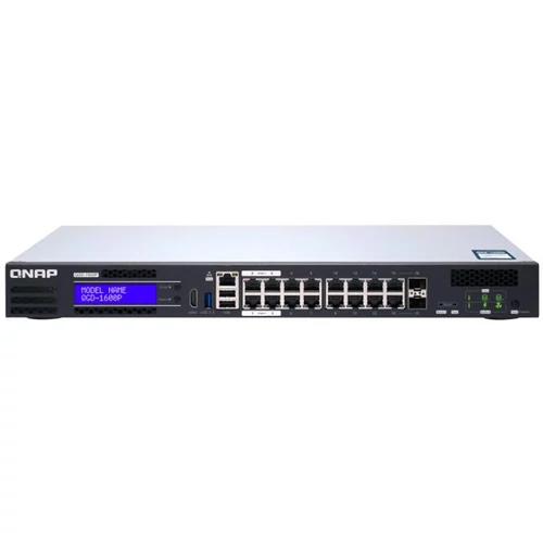 QNAP Switch QGD-1600P-4G 4x1.8 GHz, 16-port: 2x1GbE SFP+ / RJ45 combo, 14x1GbE, 4 GB RAM, POE, Web menedzselt QNAP