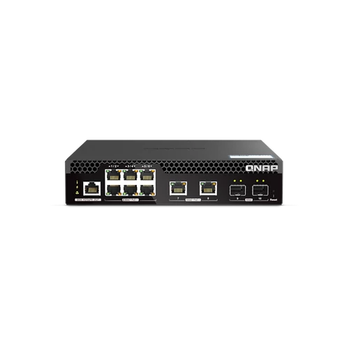 QNAP Switch 6x2500Mbps + 2x10000Mbs + 2x10000 SFP + , 90W POE + +, Menedzselhető, Rackes - QSW-M2106PR-2S2T QNAP