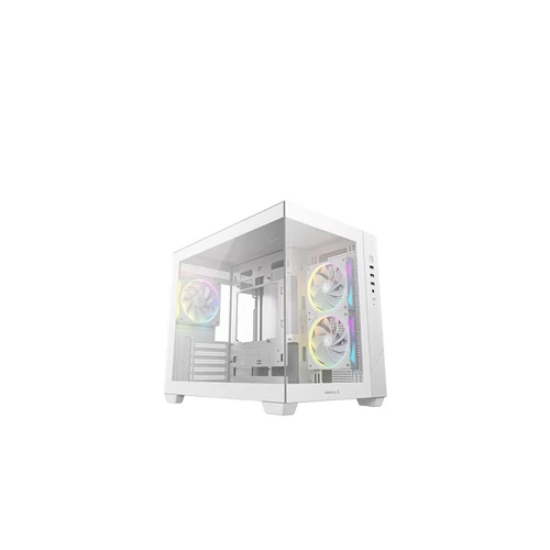 DEEPCOOL Ház Micro ATX CG330 3F WH, Tápegység nélkül, Fehér, Üvegfalú DEEPCOOL
