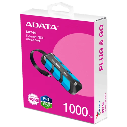 ADATA SSD Külső USB 3.2 1TB SC740, Kék ADATA