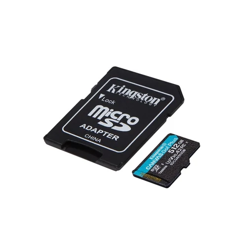 KINGSTON Memóriakártya MicroSDXC 512GB Canvas Go Plus Gen4 200R A2 U3 V30 + Adapter Kingston