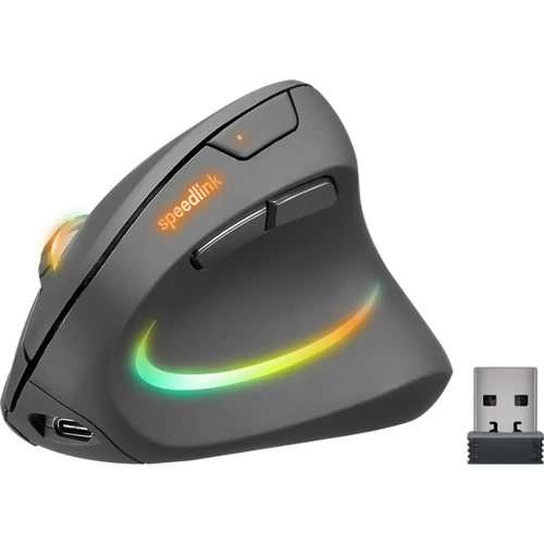 SPEEDLINK SL-630026-BK Piavo Pro újratölthető függőleges ergonomikus egér - vezeték nélküli, gumi-fekete SPEEDLINK