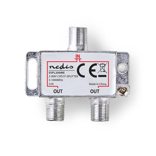Nedis SSPL200ME F elosztó, 5 - 1000 MHz, 4,2 dB, 75 Ohm, kimenetek száma: 2 NEDIS