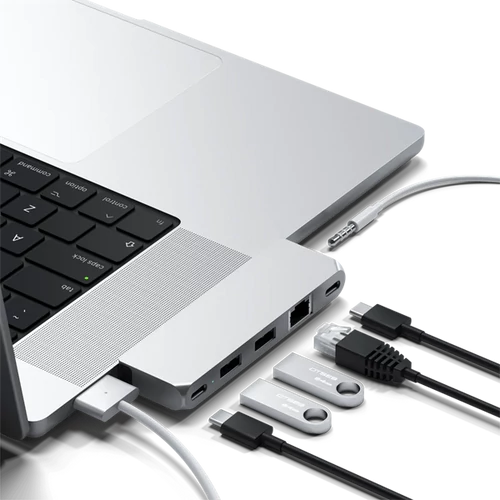 Satechi Aluminium Pro Hub Mini (1xUSB4 96W  6K display output, 2 x USB-A 3.0, 1x  Lan, 1xUSB-C, 1xAudio) - silver Satechi