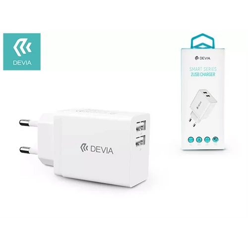 DEVIA UNIVERZÁLIS USB HÁLÓZATI TÖLTŐ ADAPTER 2XUSB - 5V / 2,4A - SMART SERIES 2 USB CHARGER - WHITE DEVIA