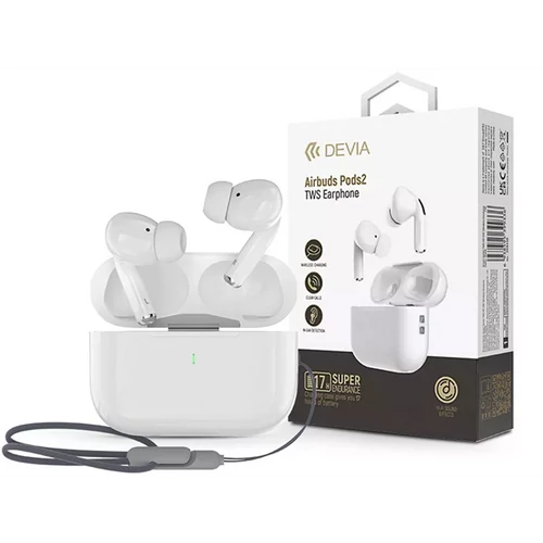 DEVIA ST399138 AIRBUDS PODS2 TRUE WIRELESS BLUETOOTH FÜLHALLGATÓ + TÖLTŐTOK- FEHÉR DEVIA