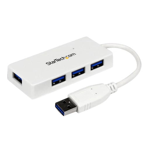 WHITE 4 PORT MINI USB 3.0 HUB .