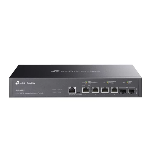 TP-LINK Switch 6x10Gbps(4x10G POE + +) + 2x10G SFP + , Menedzselhető Rackes, SX3206HPP TP-Link