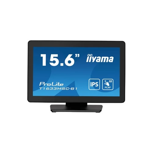 iiyama touch monitor, 15,6", 1920 x 1080, 16:9, 450cd, 5ms, 1000:1, HDMI / DP / UDBx2, T1633MSC-B1 Iiyama