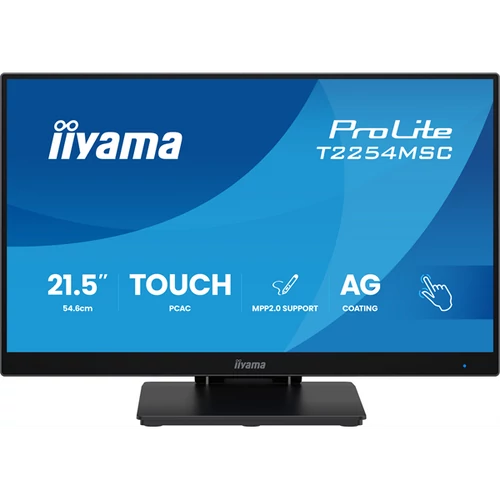 IIYAMA touch IPS monitor 21.5" T2254MSC-B1AG, 1920x1080, 16:9, 300cd / m2, 4ms, HDMI / DP,  hangszóró Iiyama