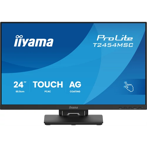 iiyama touch IPS monitor, 23,8", 1920 x 1080, 16:9, 300cd, 4ms, 1000:1, HDMI / DP / USBx2, T2454MSC-B3AG Iiyama