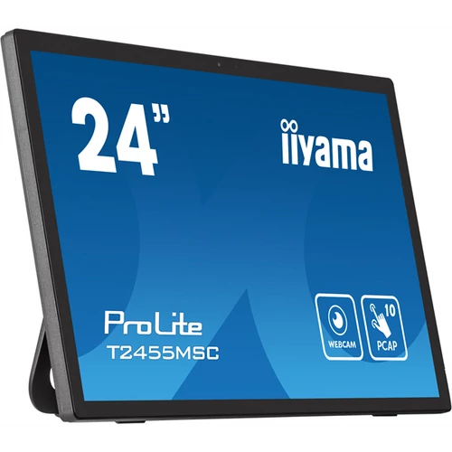 IIYAMA touch IPS monitor 23.8" T2455MSC-B1, 1920x1080, 16:9, 350cd / m2, 5ms, HDMI / DP / 2xUSB, hangszóró, webkamera Iiyama