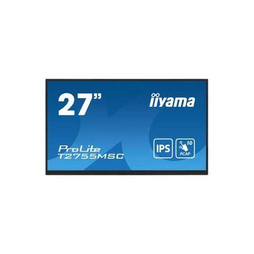iiyama touch IPS monitor, 27", 1920 x 1080, 16:9, 400cd, 5ms, 1000:1, HDMI / DP / USBx2, T2755MSC-B1 Iiyama