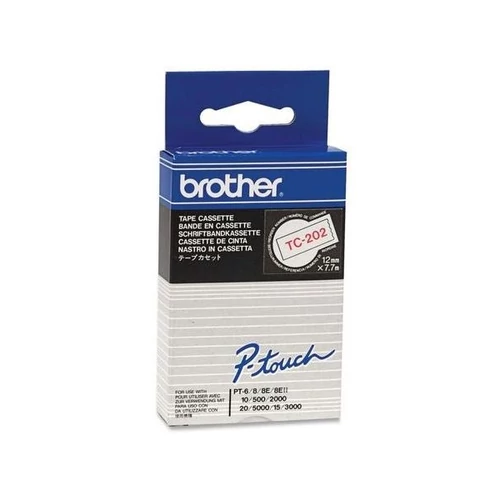 Brother szalag TC202 P-Touch, 12mm fehér alapon piros Brother