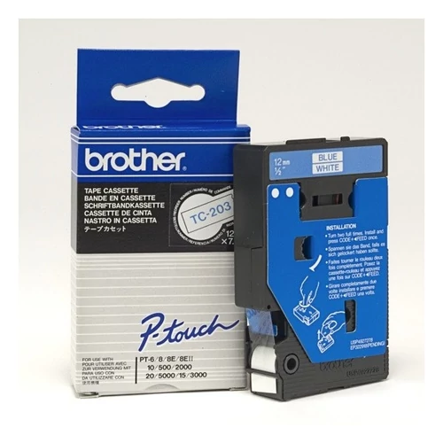 Brother szalag TC203 P-Touch, 12mm fehér alapon kék Brother